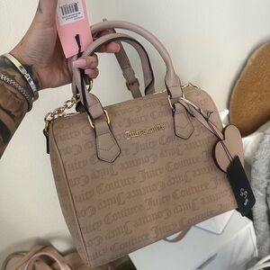 Juicy Couture Tan Structured Satchel with Metallic Hardware